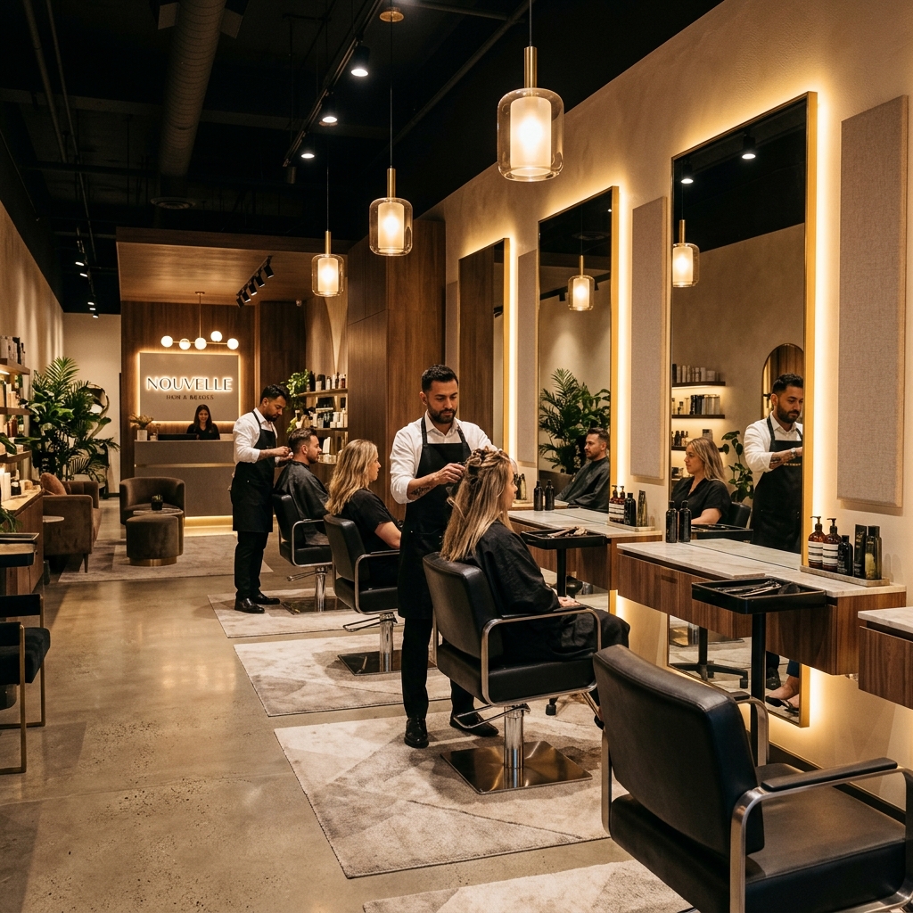 Luxury lounge setup and warm ambient lighting interior